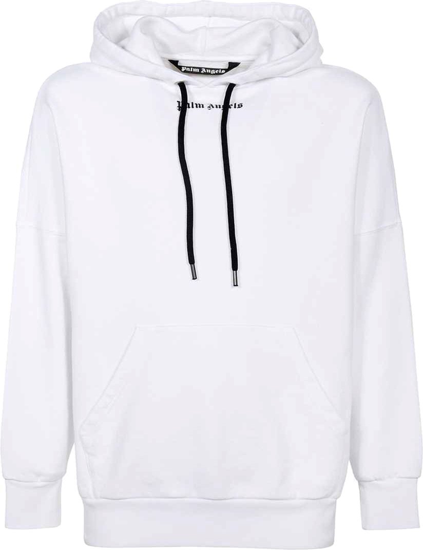 Palm Angels Klassisches Logo Weißer Hoodie in Übergröße