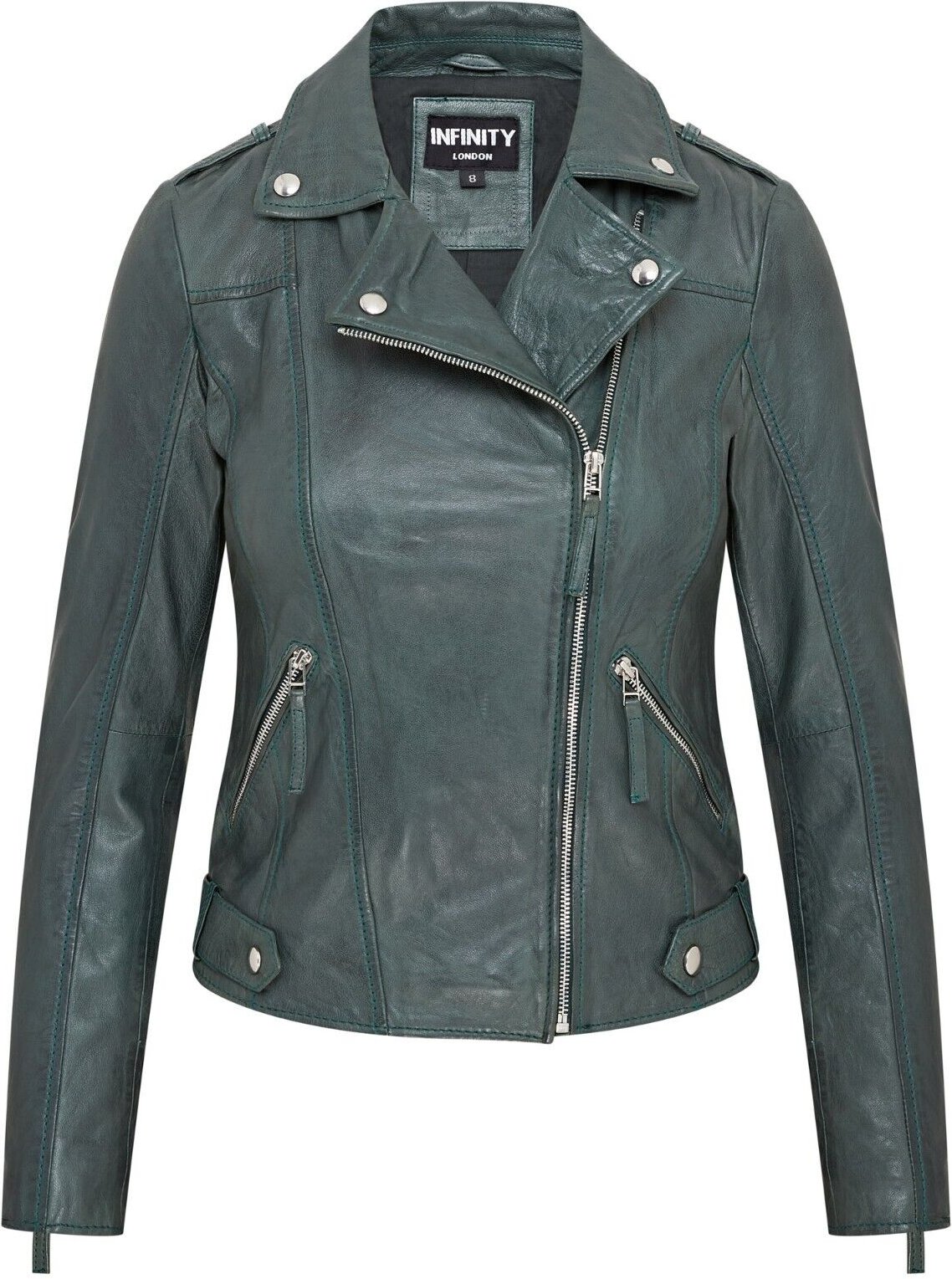 Gr�ne Biker-Lederjacke f�r Damen - Denver