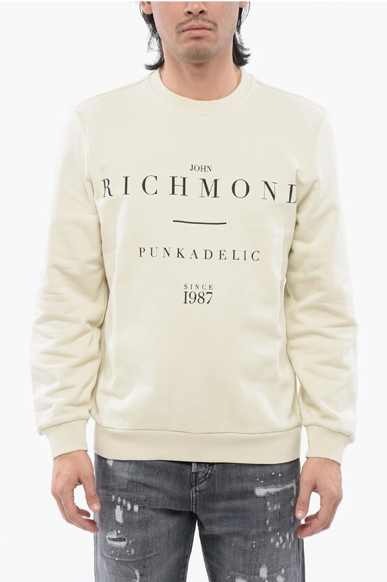 Sweatshirt aus gebürsteter Baumwolle mit Rundhalsausschnitt und Logo-Print