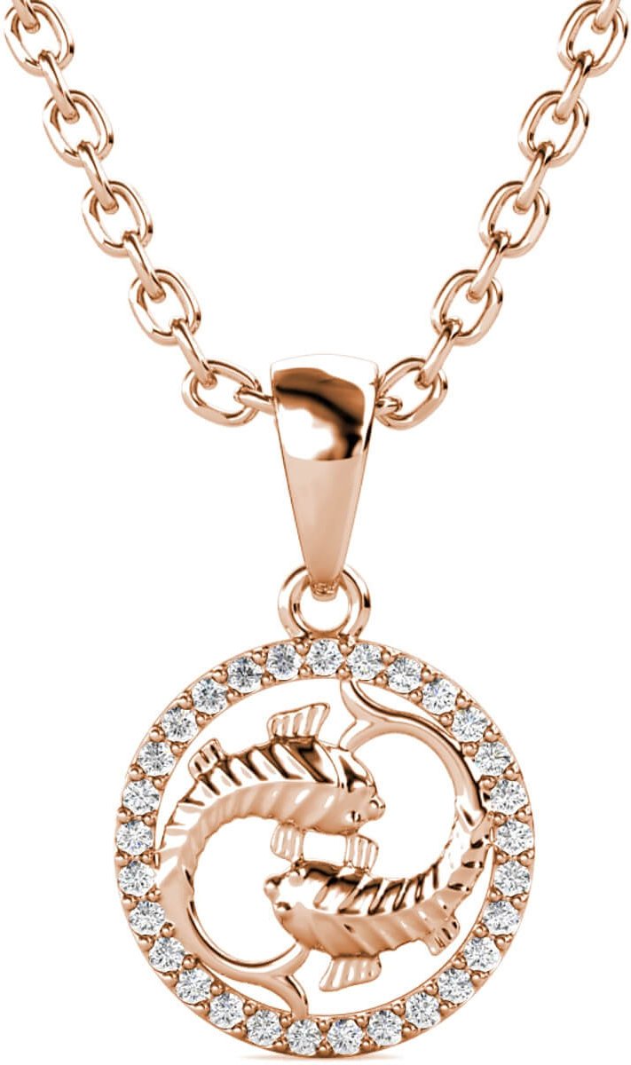 Sternzeichen-Anhänger Fische – Roségold und Kristall