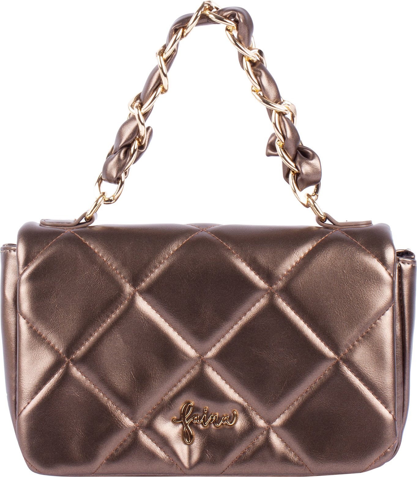 Faina Schultertasche im Metallic-Look Damen DUNKELGOLD