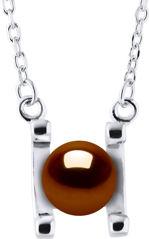 SYMBOL Halskette Süßwasserperle 7-8mm Schokolade 925