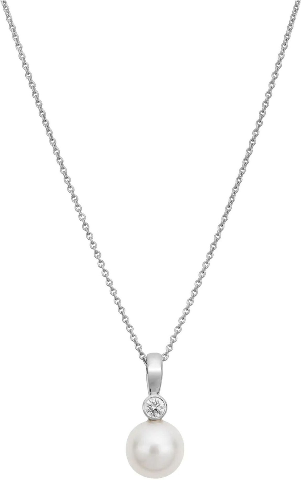 Lyomi Anhänger mit Kette 585/- Weißgold synth. Diam. 0,10 ct. Perle