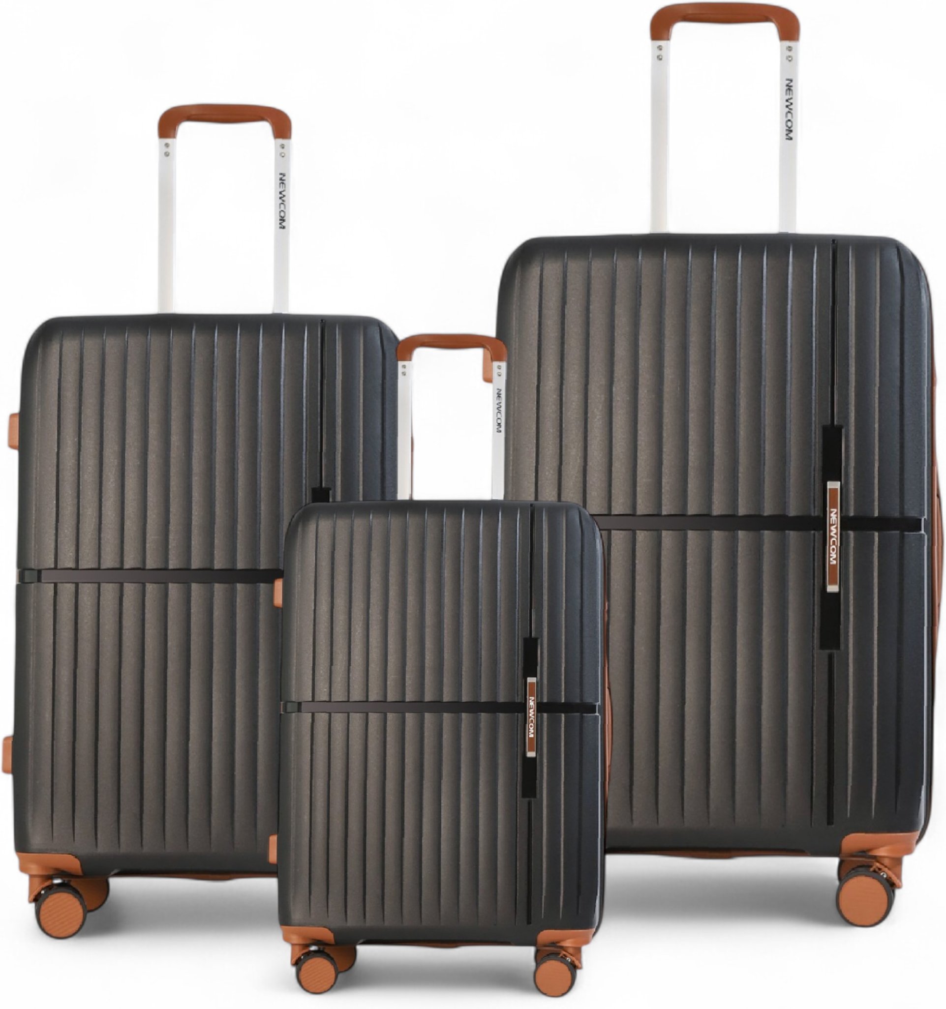 Hartschalenkoffer Schwarz Robustes Kofferset 8 Rollen Handgepäck Urlaub Reisekoffer