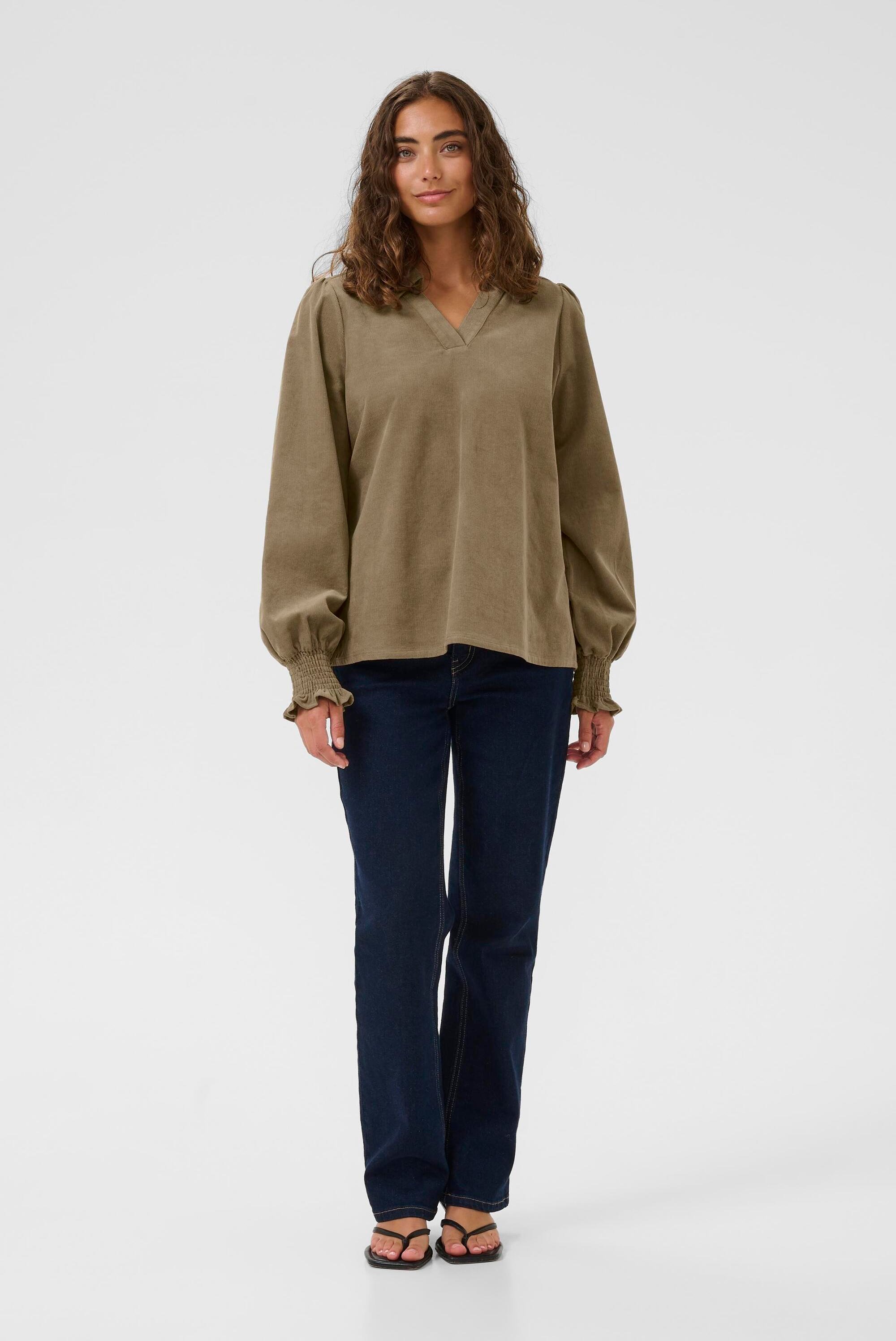 Langarm-Bluse CUrhaena Relaxed fit brown