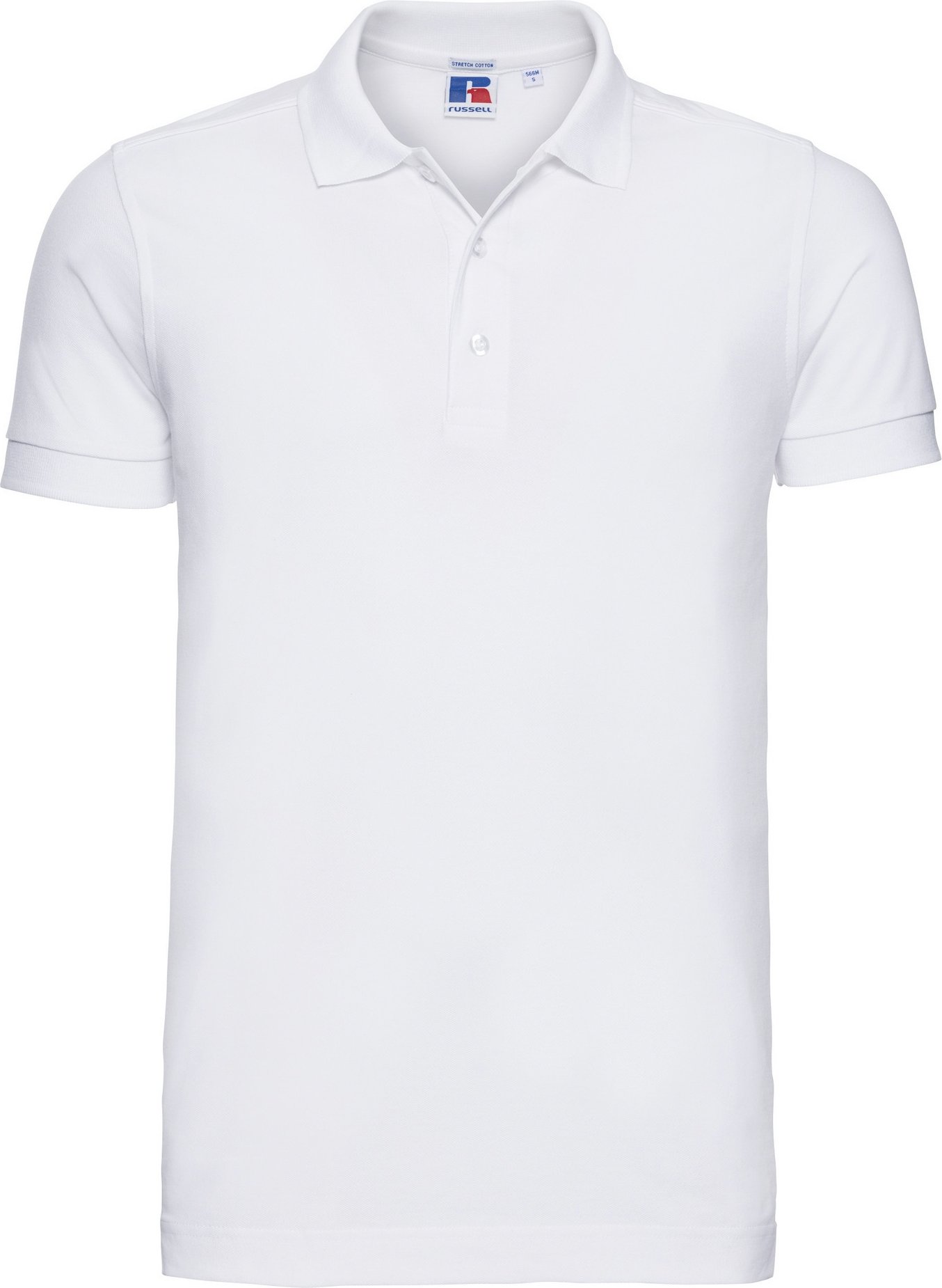 Russell Herren Stretch Kurzarm-Poloshirt (Weiß)