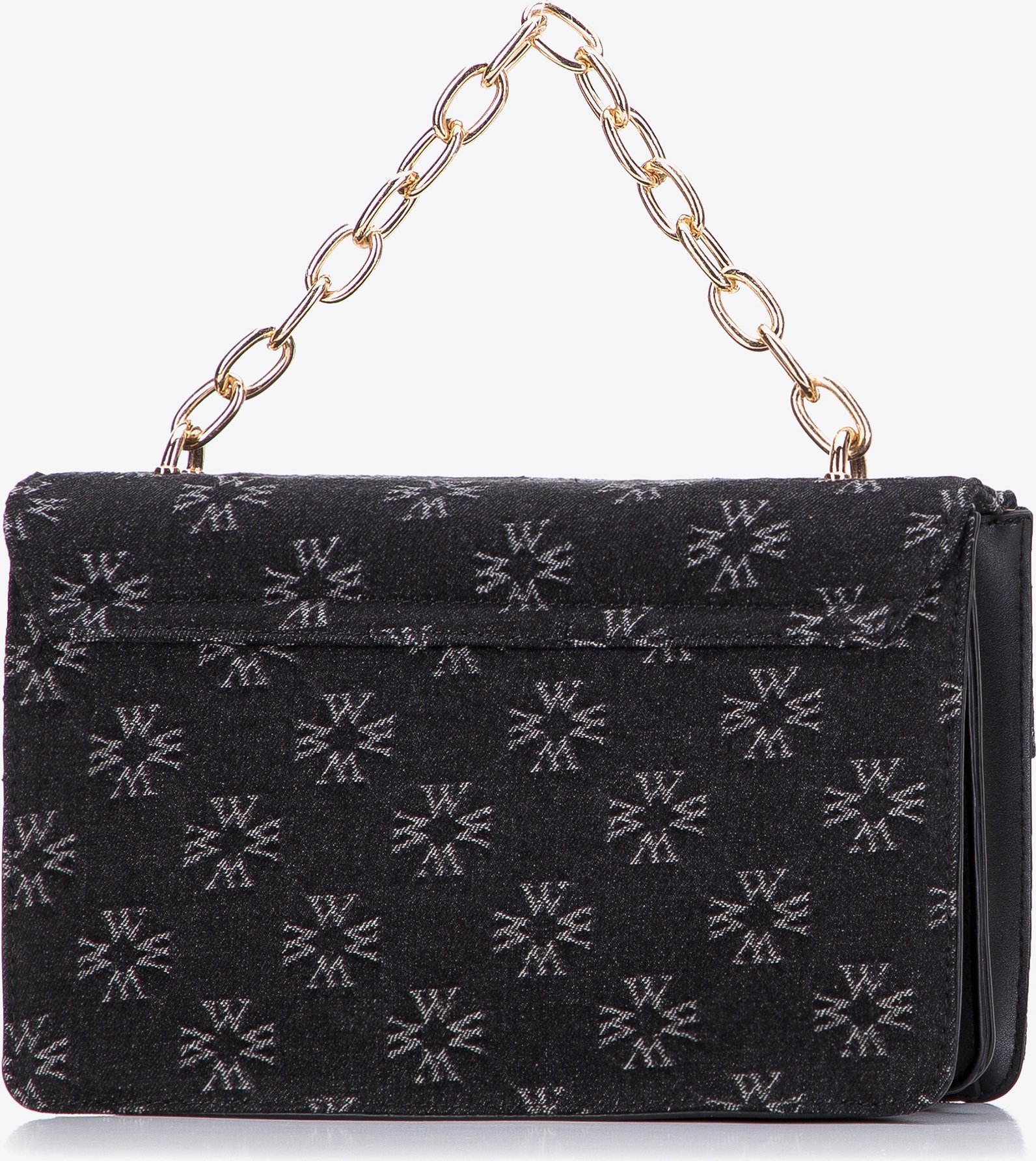 Wittchen Damen-Umhängetasche aus Denim mit Monogramm, schwarz