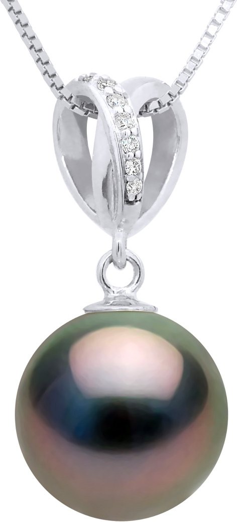Anhänger Double Knot Weißgold - echte Tahiti-Zuchtperle rund 10-11 mm