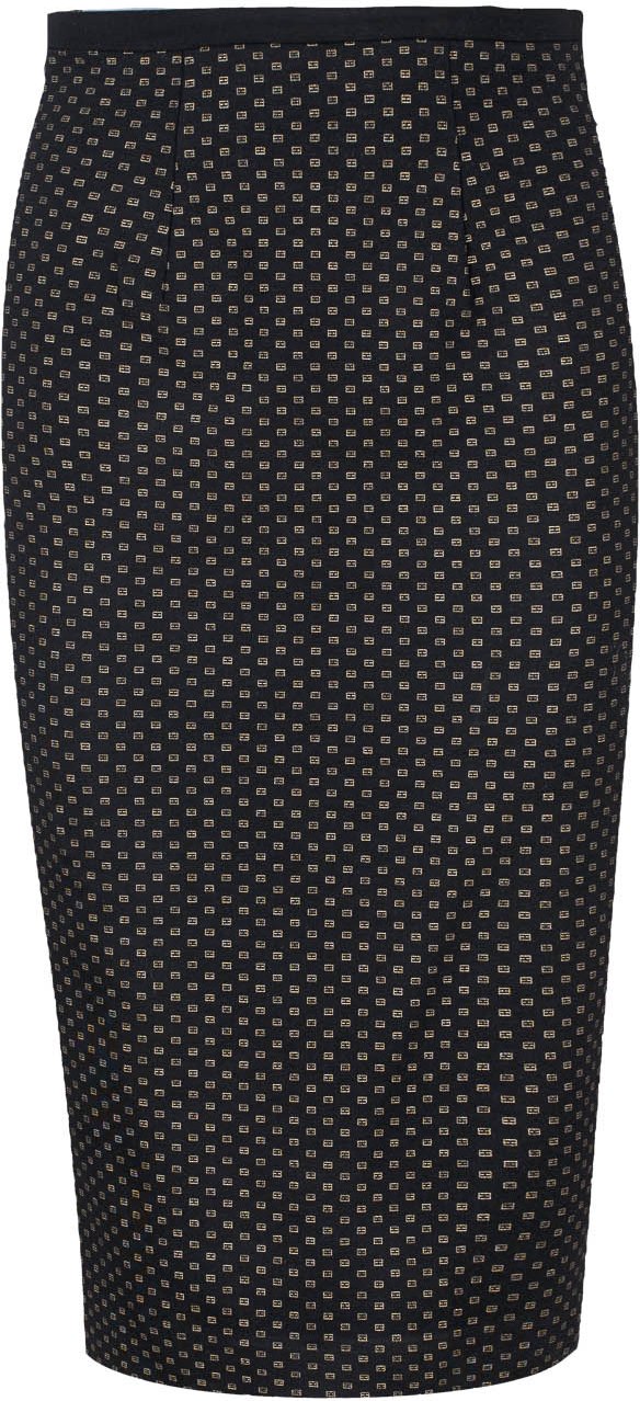 Schwarzer Print Bleistiftrock mit hoher Taille