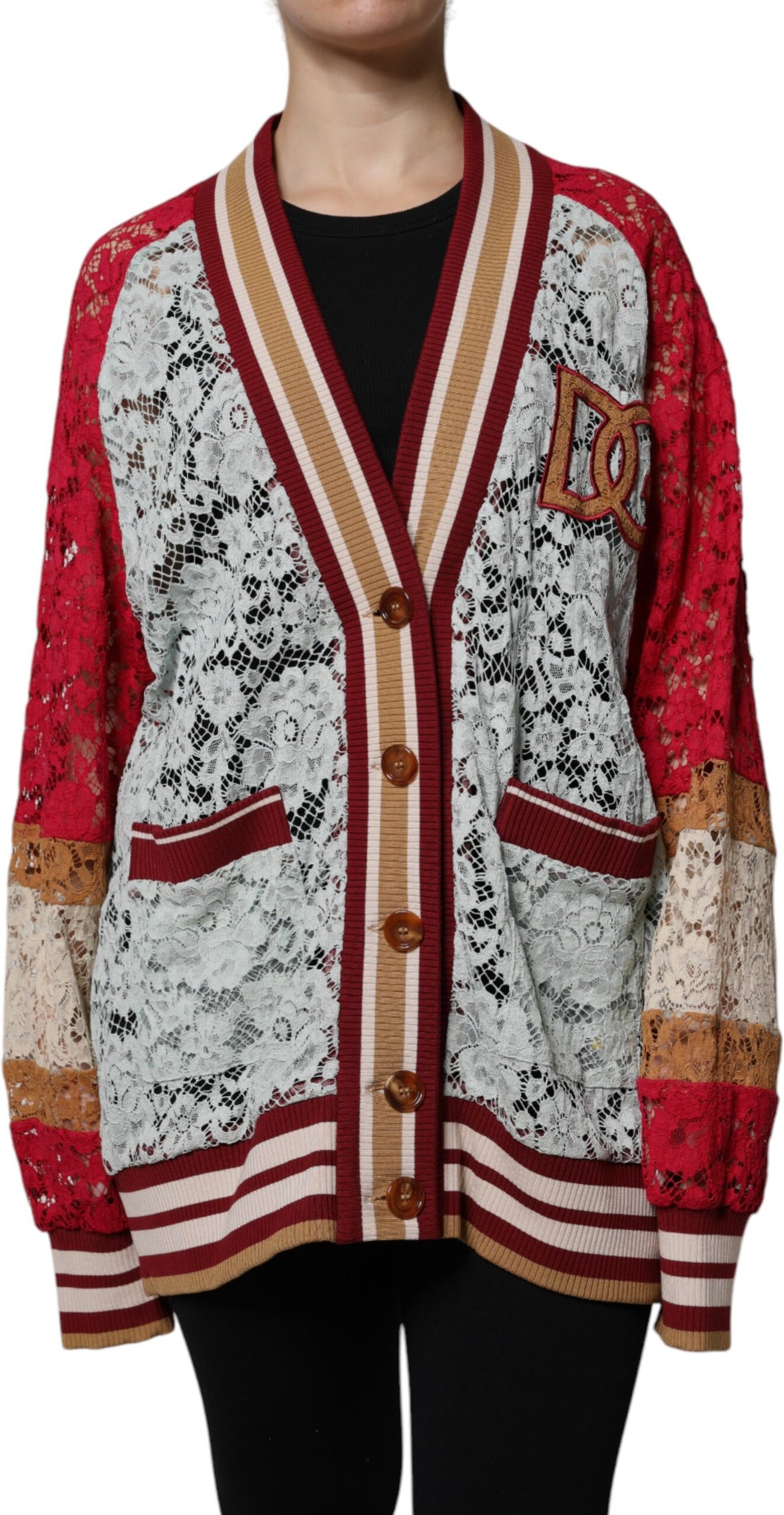 Spitzen-Cardigan Strickpatchwork