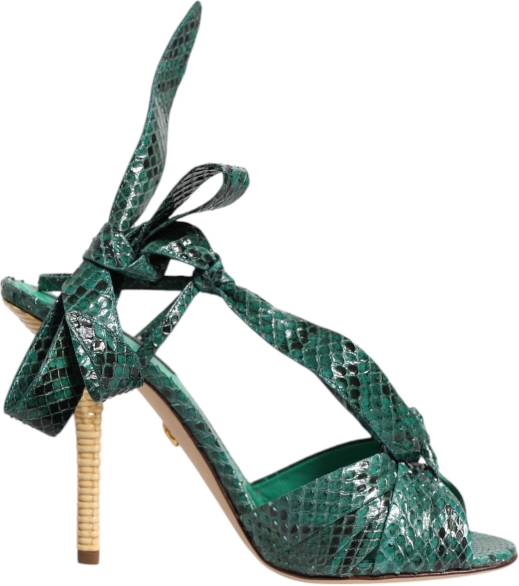 Dolce & Gabbana Grüne Pythonleder Absatzsandalen Schuhe