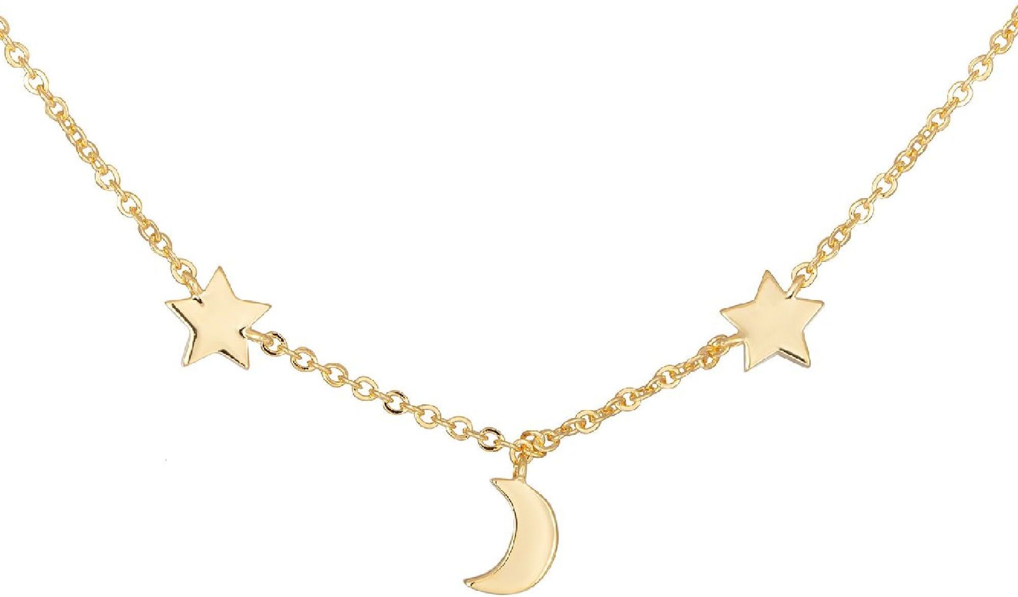 cai Collier 925 Sterling Silber vergoldet Mond Sterne