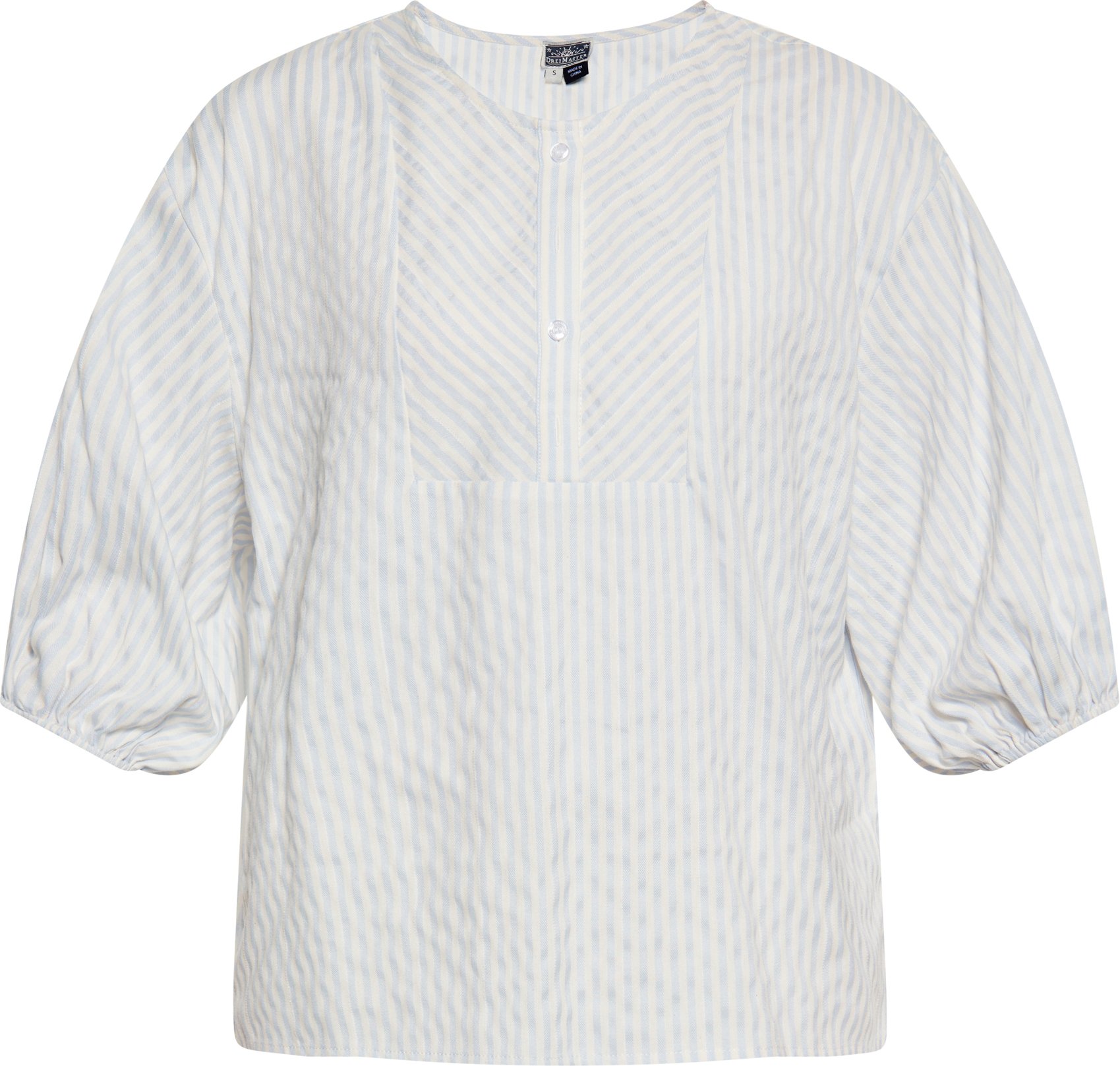 Thumbnail - Dreimaster Bluse Damen hellblaues Wollweiß