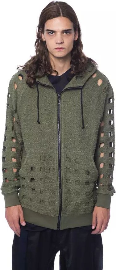 Ausschnitt Strickpullover Hoodie Modell Olivgrün