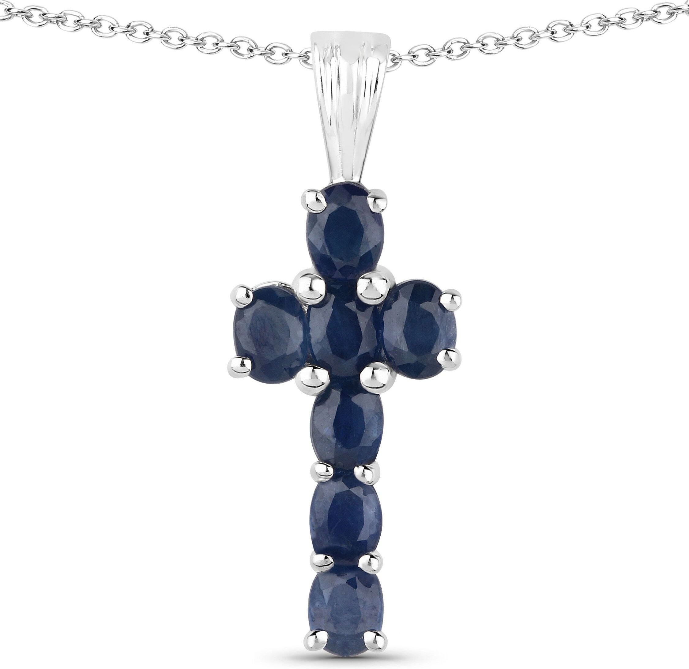 Thumbnail - Vira Jewels Anhänger mit Kette 925-Sterling Silber rhodiniert Glänzend Saphir Blau