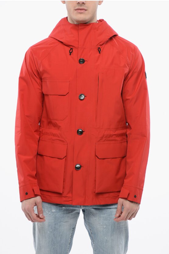 GTX-Windjacke mit Kapuze und praktischen Taschen in Rot