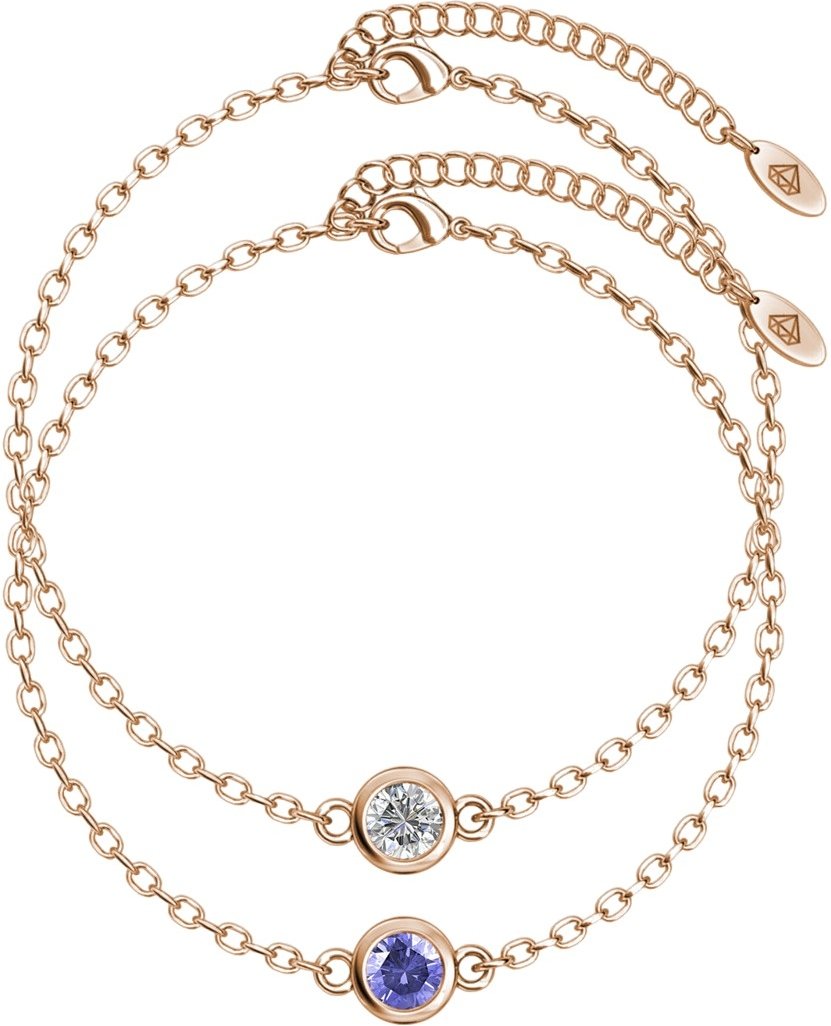 Geburtsstein-Armbänder – Roségold, Kristall und Lila