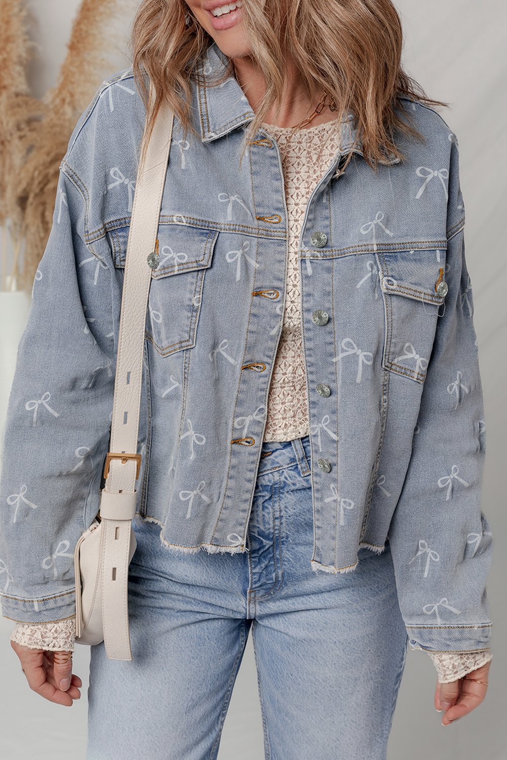 Bogen-Print Denim-Jacke
