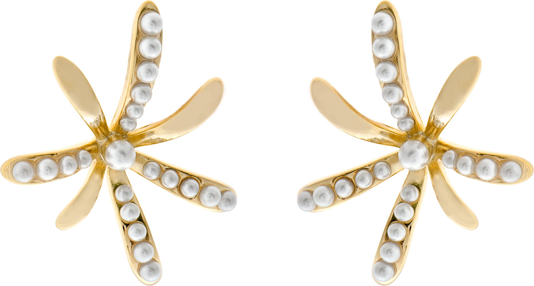 Luxenter weiße Perlenohrringe rhodiniert - Rismu