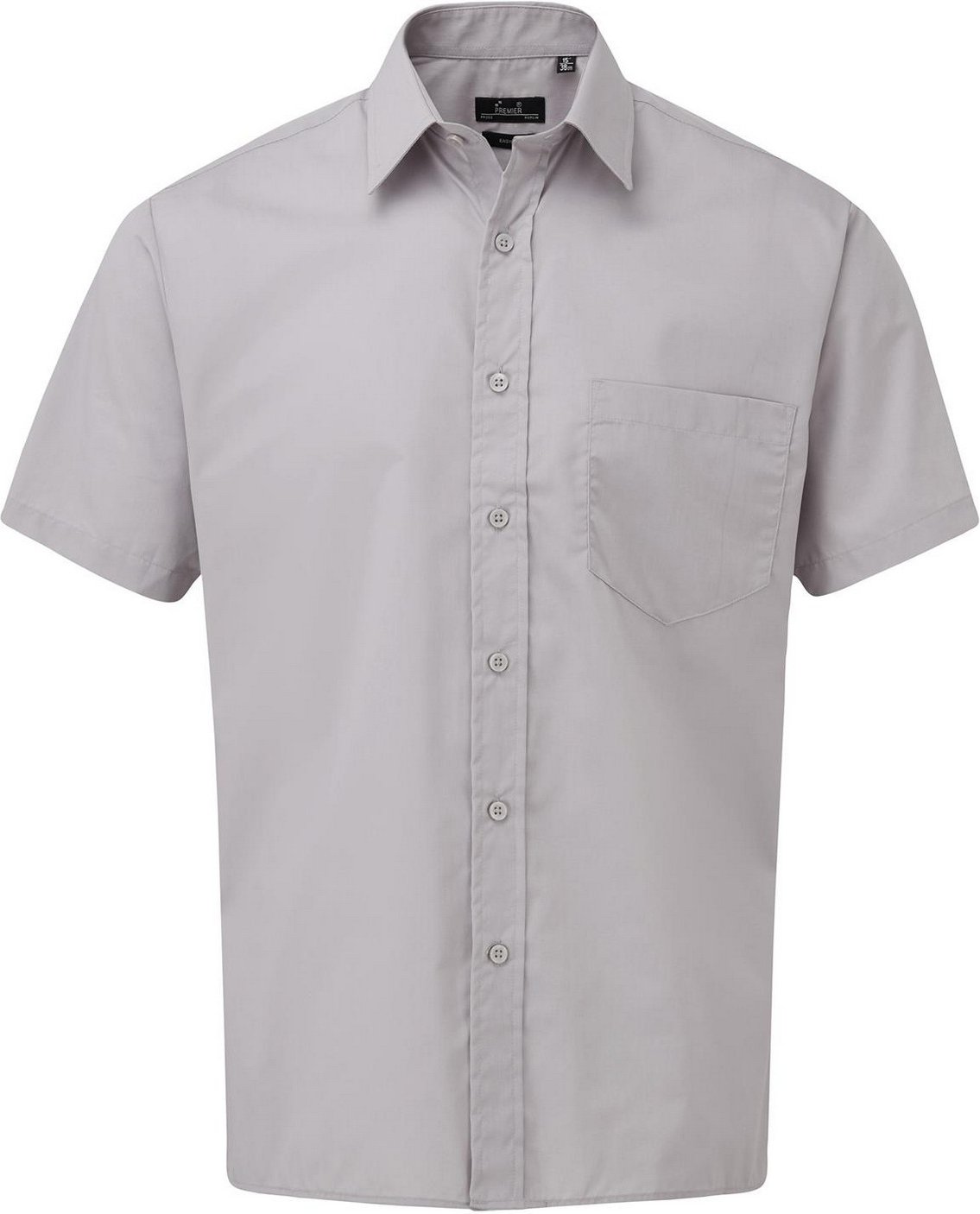 Premier Herren Popelin-Hemd, kurzärmlig (Silber)