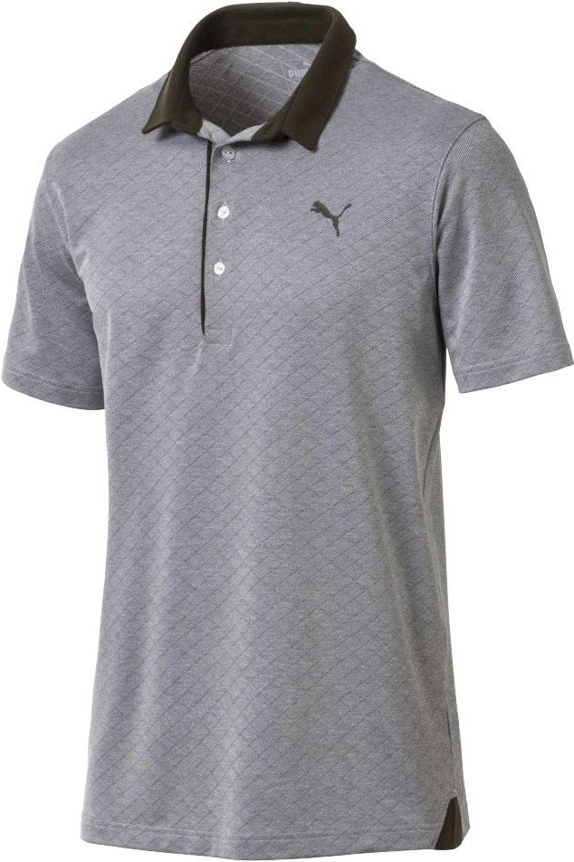 Puma Diamond Jaquard Grey/Khaki Performance Fit Herren Golf Polo Shirt 576125 04