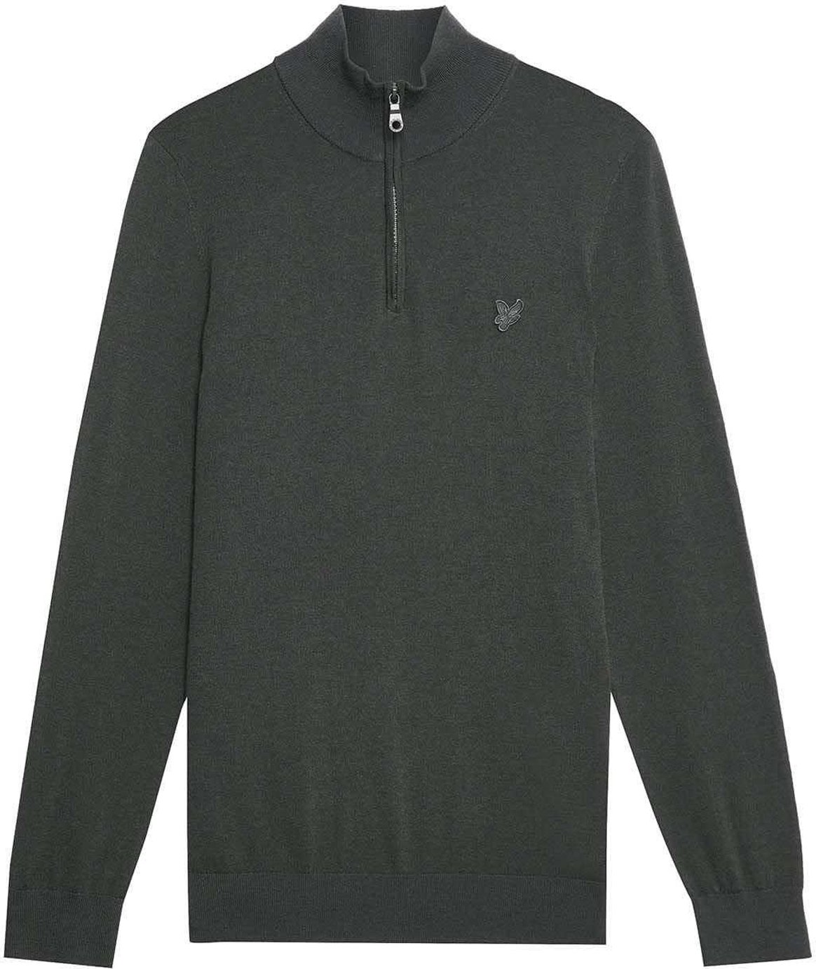 Lyle & Scott - "Eagle Merino" Pullover für Herren, mit kurzem Reißverschluss (Grau)