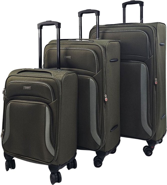 Weiches 3-teiliges Gepäckset mit 8 Rädern und leichtem Reisekoffer