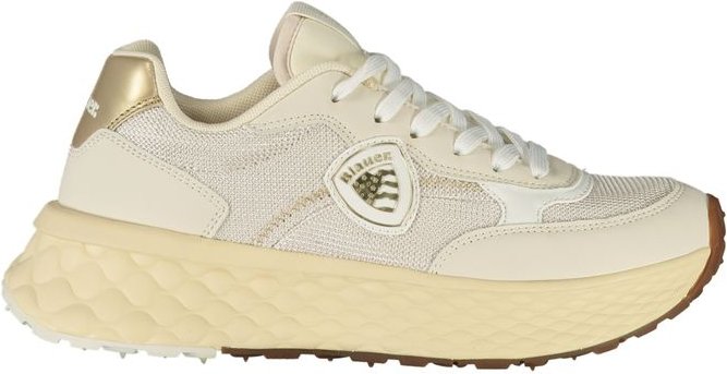 Blauer Beige Leder Damen Sneaker