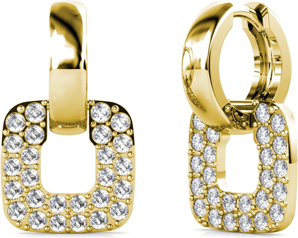 Klassische quadratische Ohrringe - Gold und Kristall