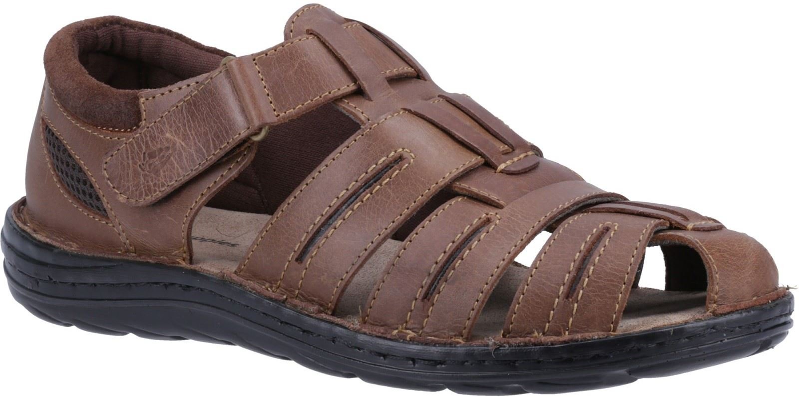 Hush Puppies Herren Sandalen Walking Albert Fischerleder mit Klettverschluss schwarz