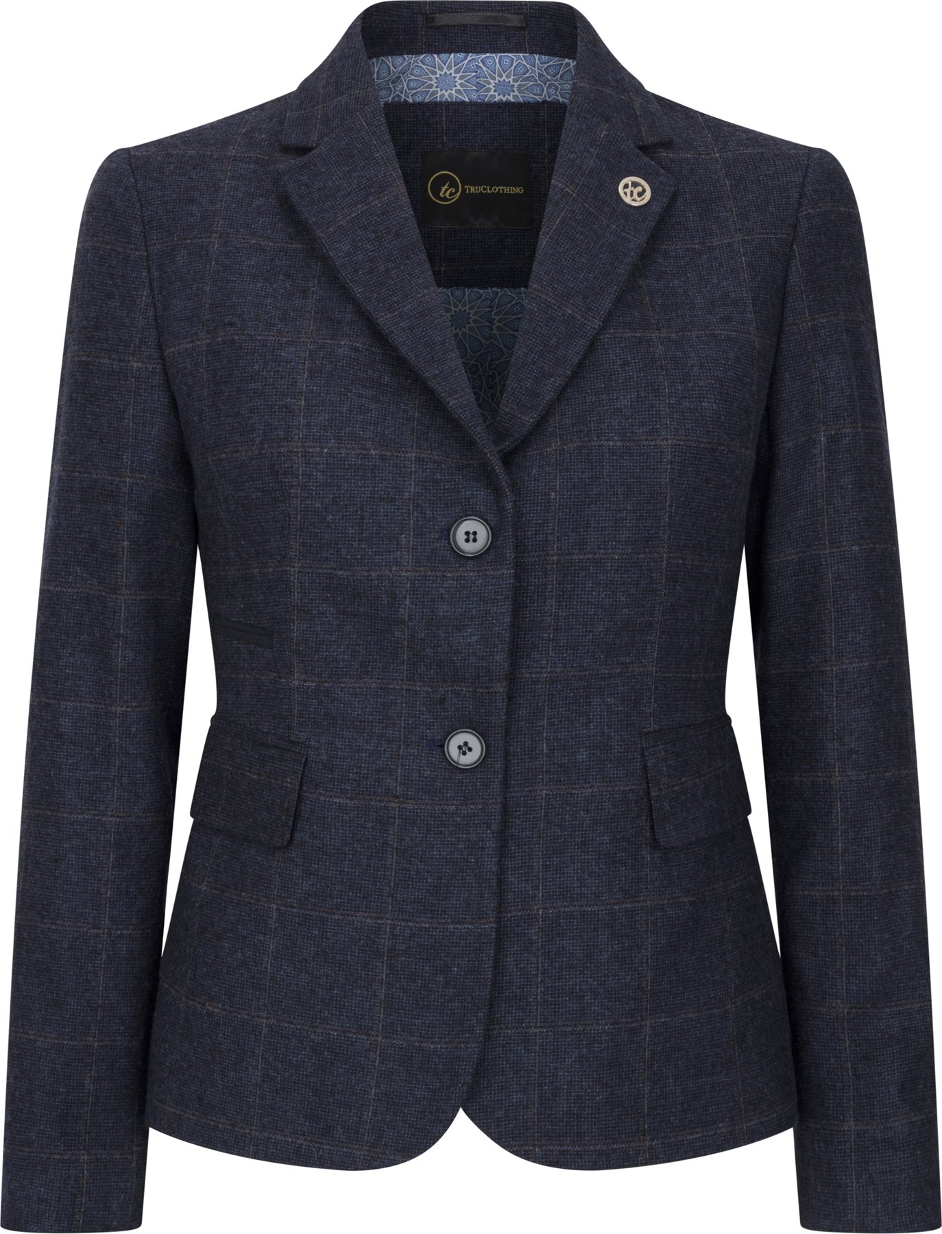 Marineblauer, taillierter Tweed-Blazer für Damen