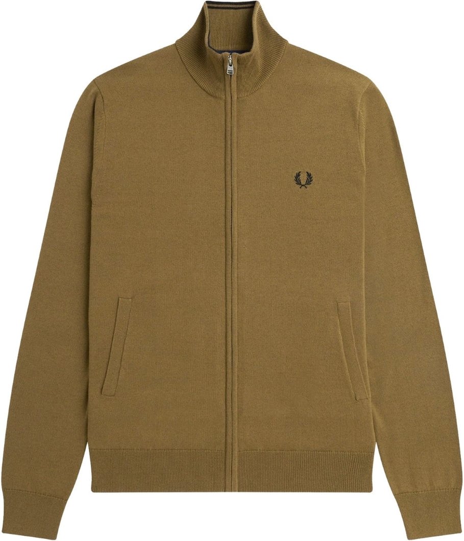 Braunes klassisches Sweatshirt mit Reißverschluss von Fred Perry