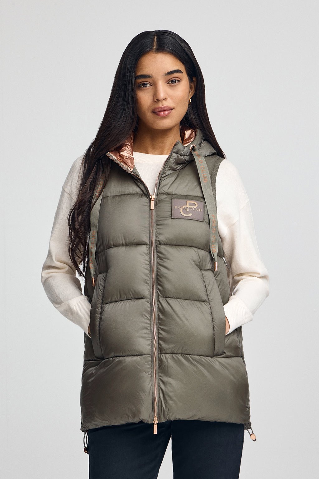 Steppweste armeegrün mit Polo Club-Logo