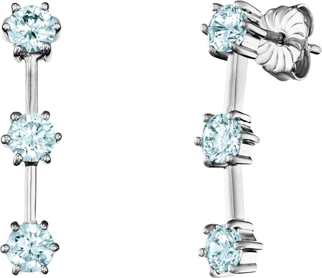 Julie Julsen Ohrstecker 925 Silber rhodiniert Zirkonia hellblau