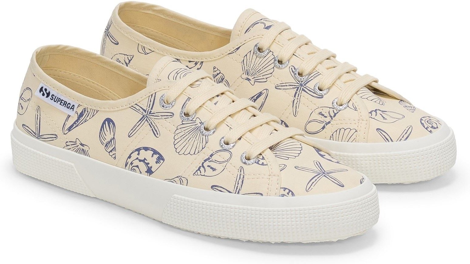 Superga 3750 Seashells Print Baumwoll-Damensneaker In Beige