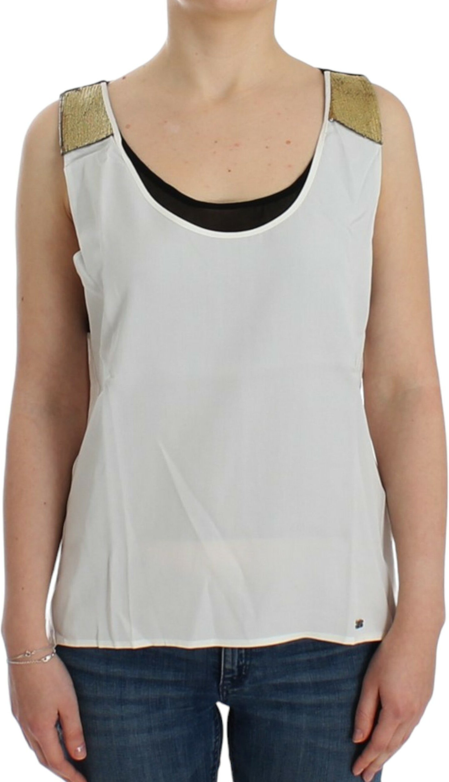 Pailletten-Top ohne Ärmel mit Schulterdetails