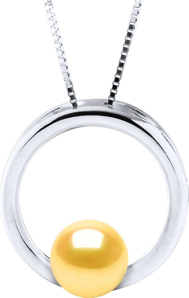 CIRCLE Halskette Süßwasserperle rund 8-9 mm Gold 925