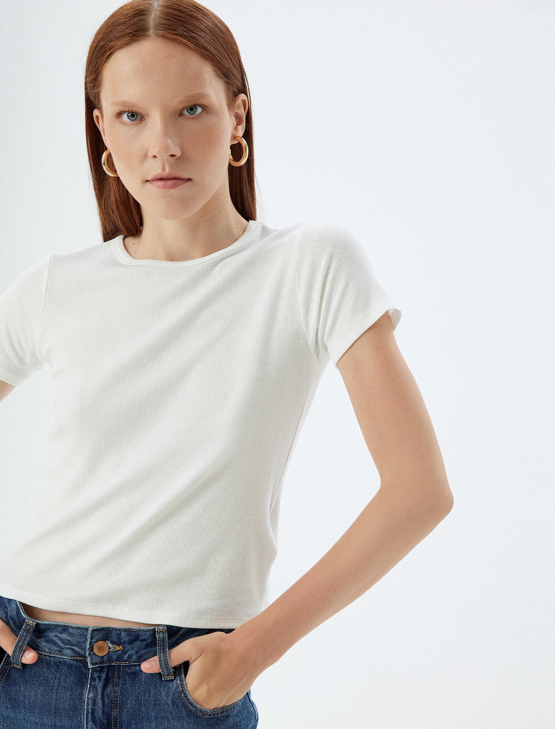 Koton T-shirt Rundhalsausschnitt Kurzärmelig T-shirt