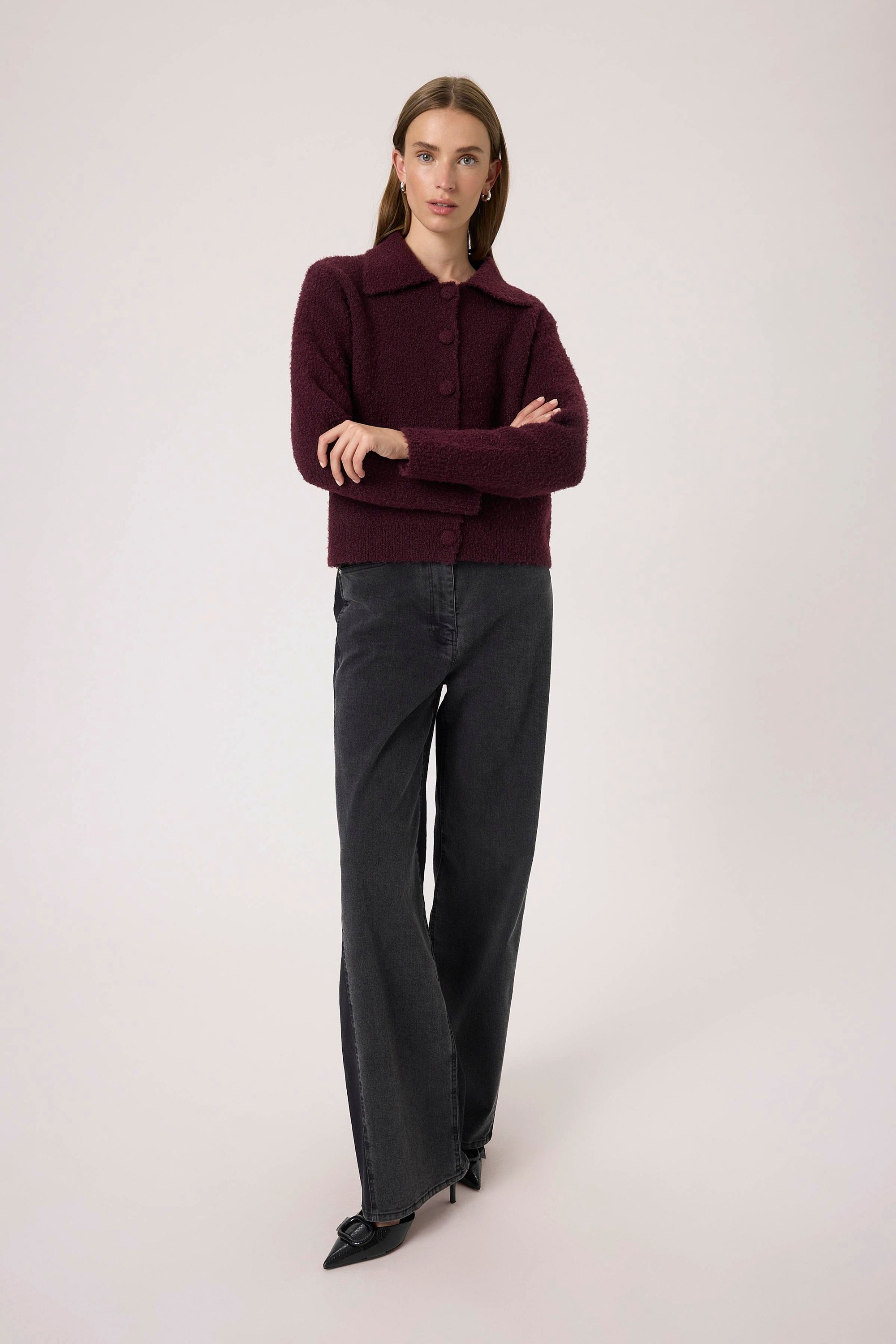 Strickjacke SLSelene Strickjacke Gerade Passform bordo