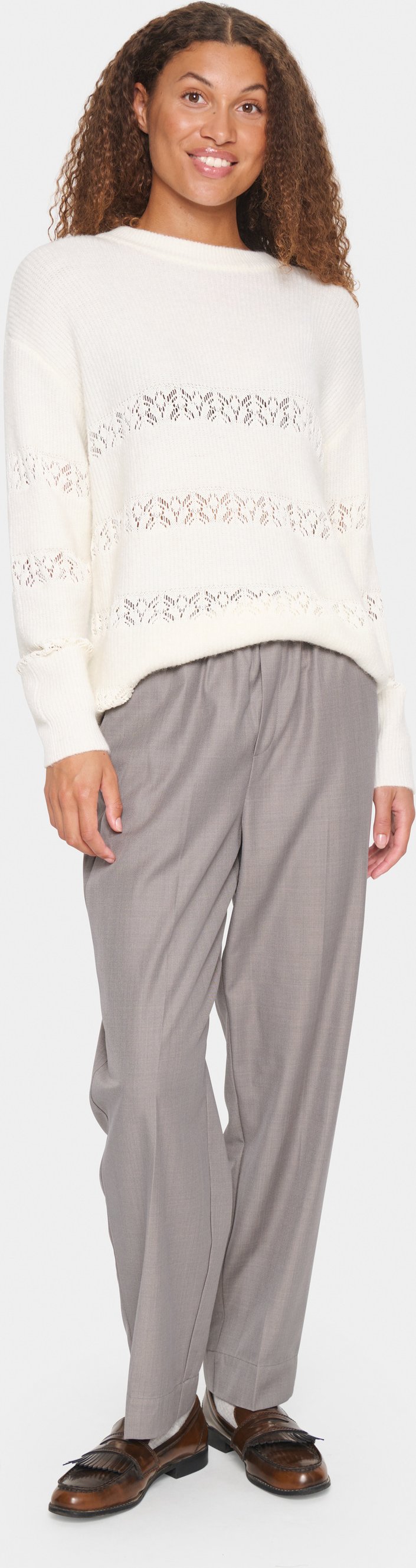 Strickpullover Gerade Passform white