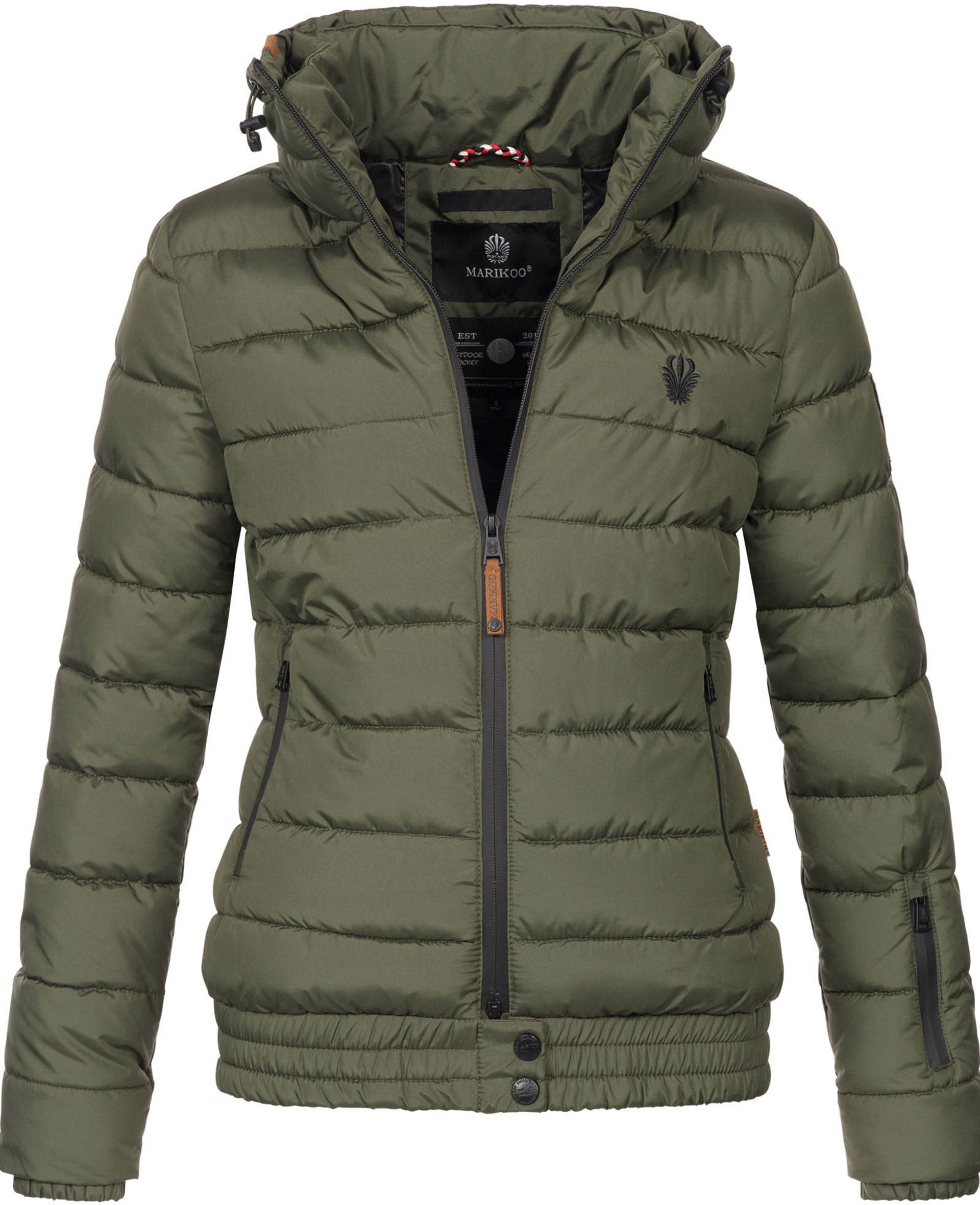 Marikoo Damen Steppjacke Poisen mit hohem Kragen & Teddyfleece-Taschen