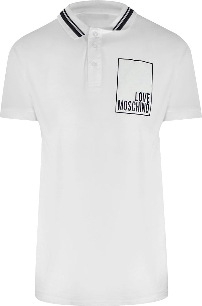 Moschino Box Logo Weißes Polohemd