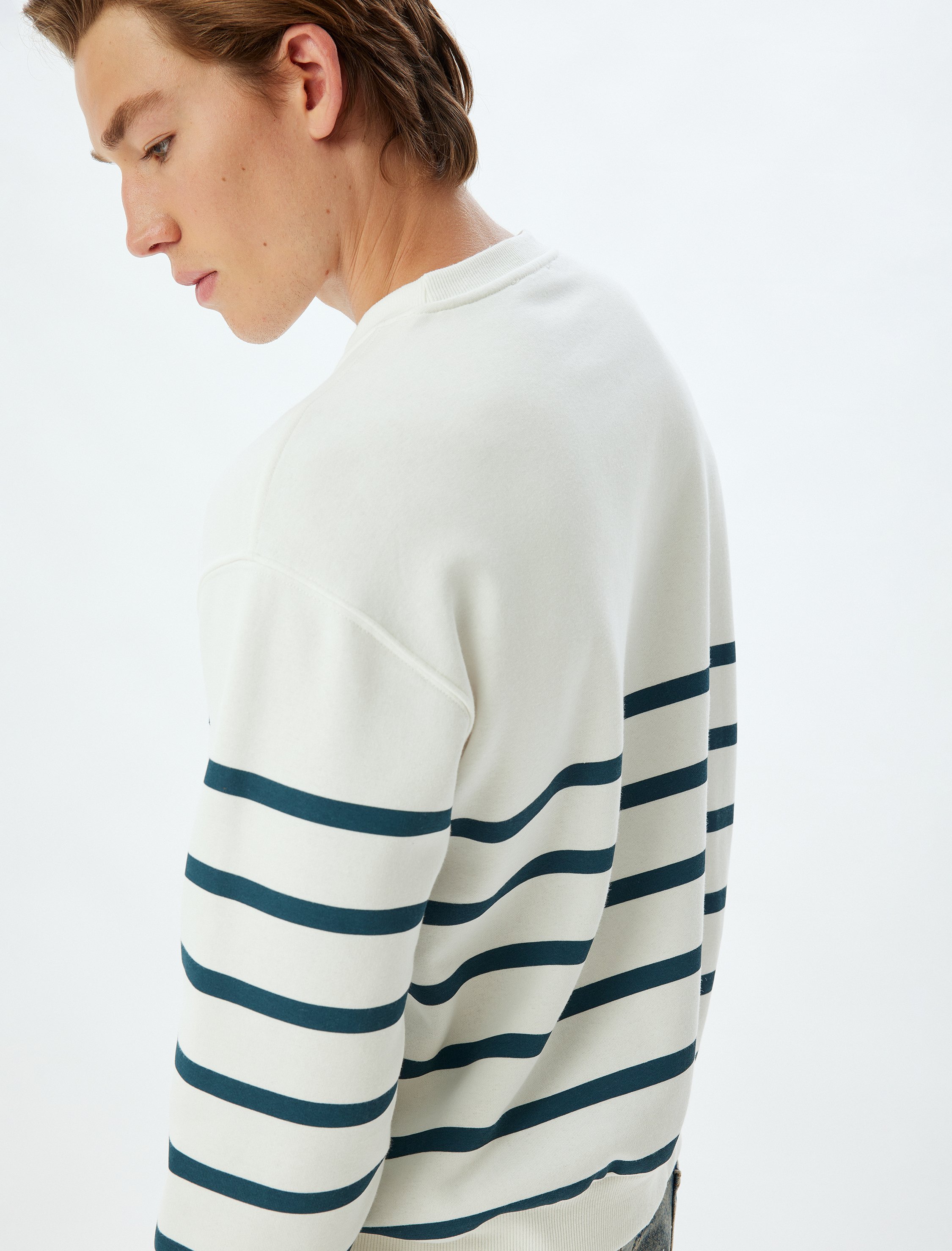 Koton Sweatshirt Rundhalsausschnitt Gestreift Sweatshirt