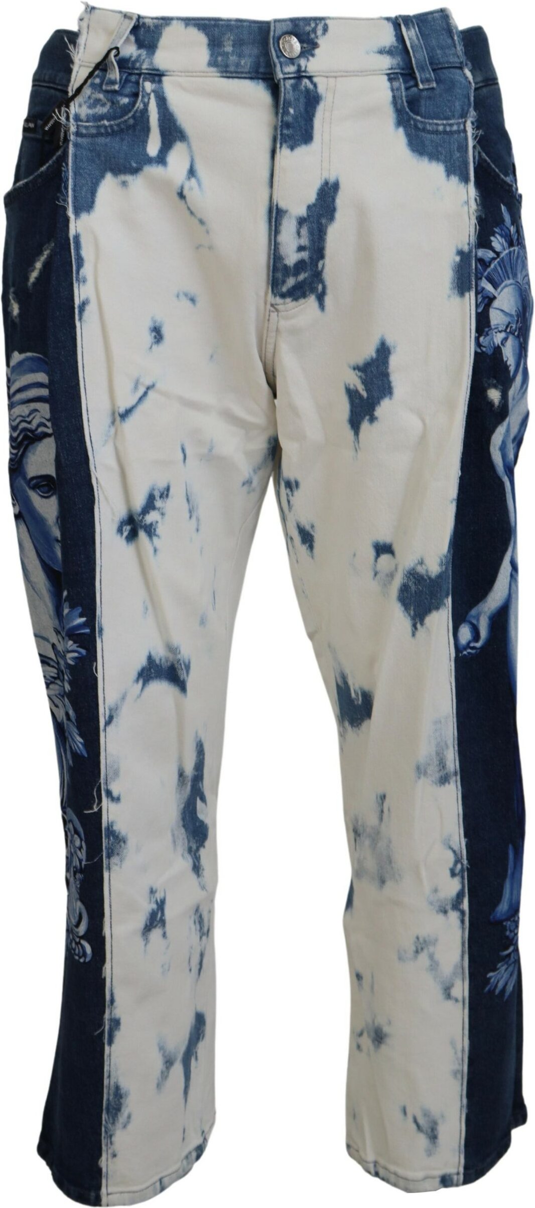 Dolce Gabbana Verkürzte Jeans Blauweiß Print
