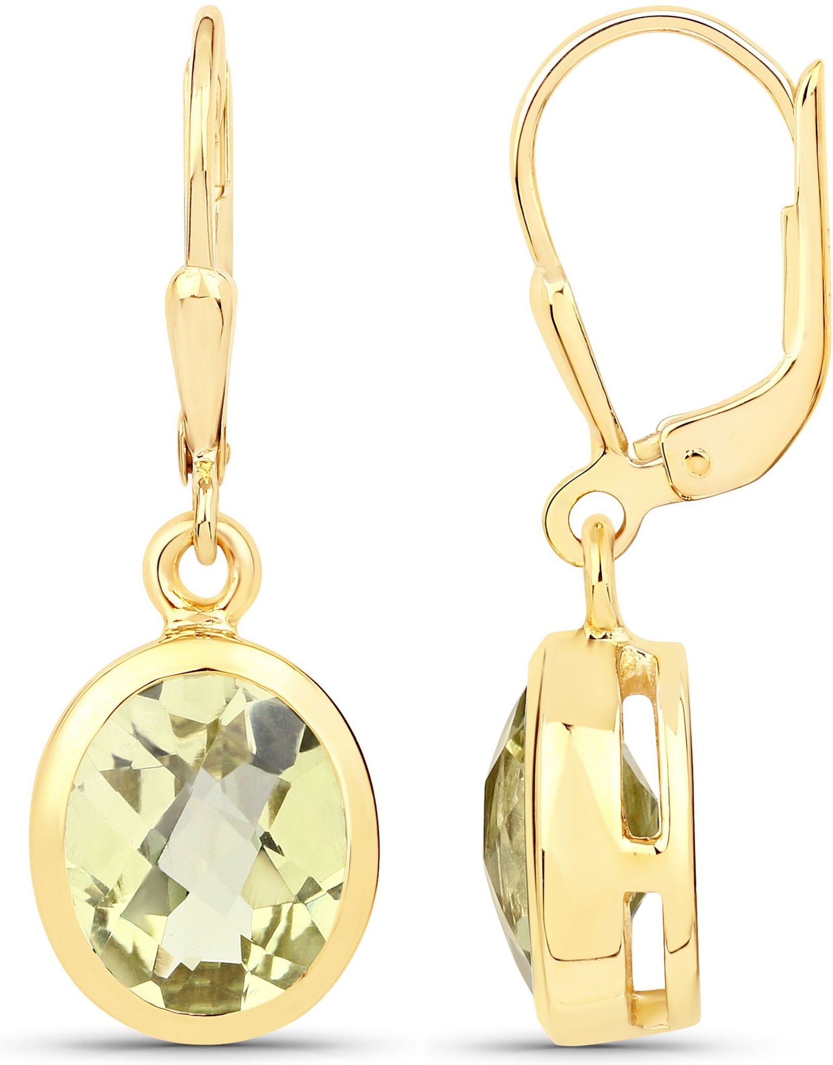 Vira Jewels Ohrhänger 925-Sterling Silber vergoldet Glänzend Lemon Quarz grün