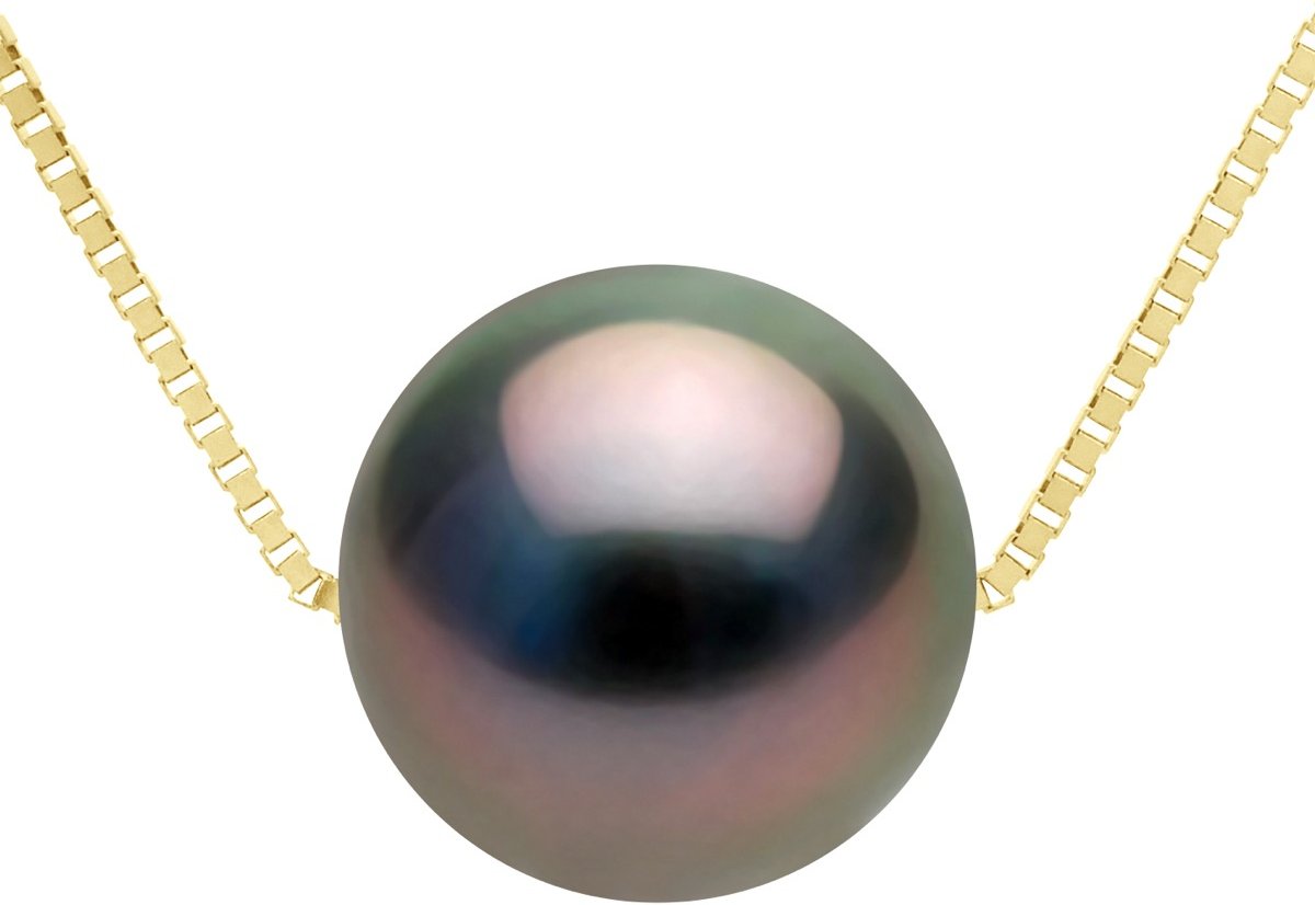 Halskette, echte Tahiti-Zuchtperle, rund, 10–11 mm