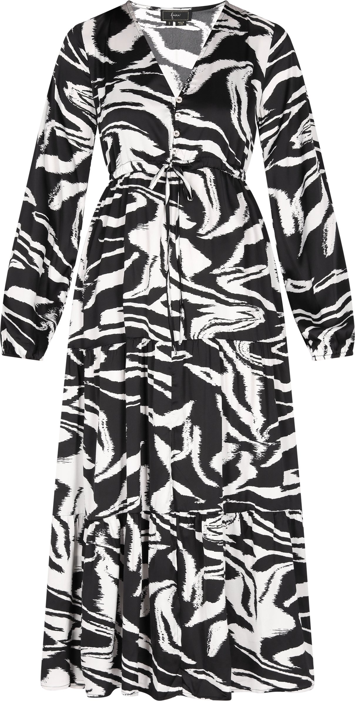 Faina Kleid Damen schwarz-wollweiß