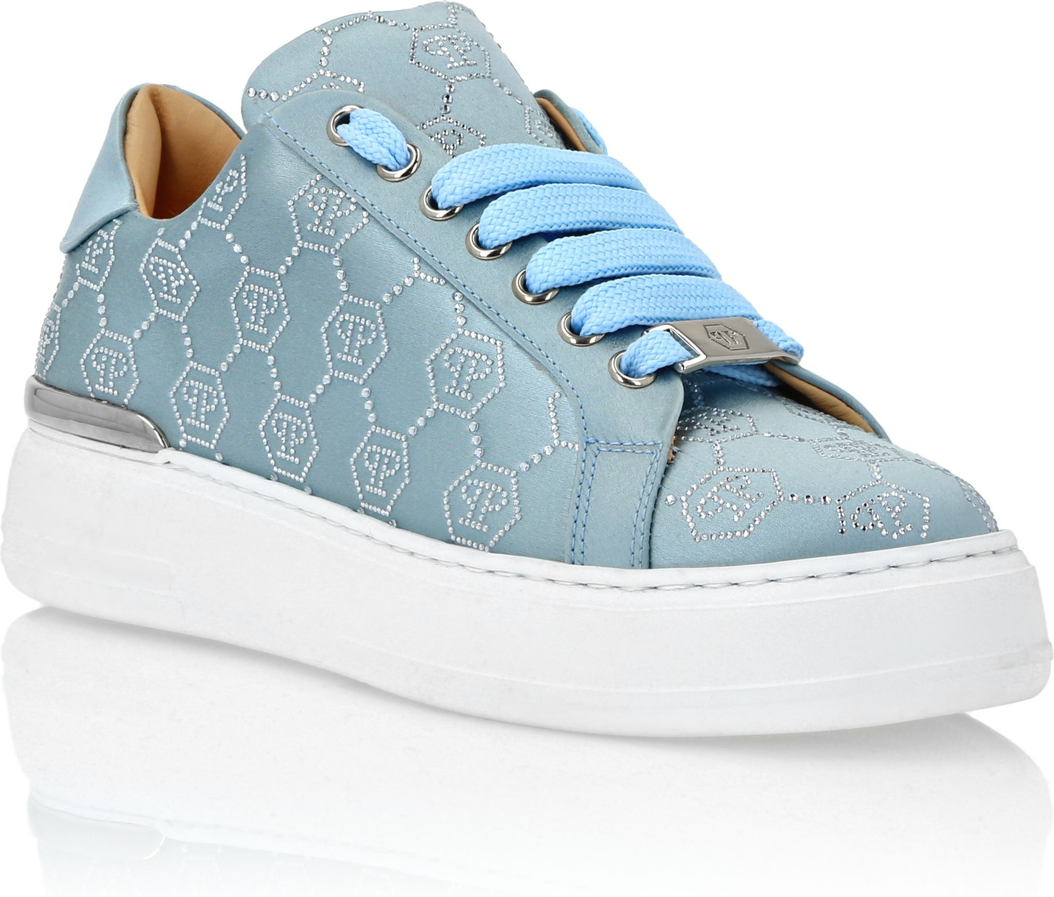 Satin Lo Top Sneakers Monogram Strass