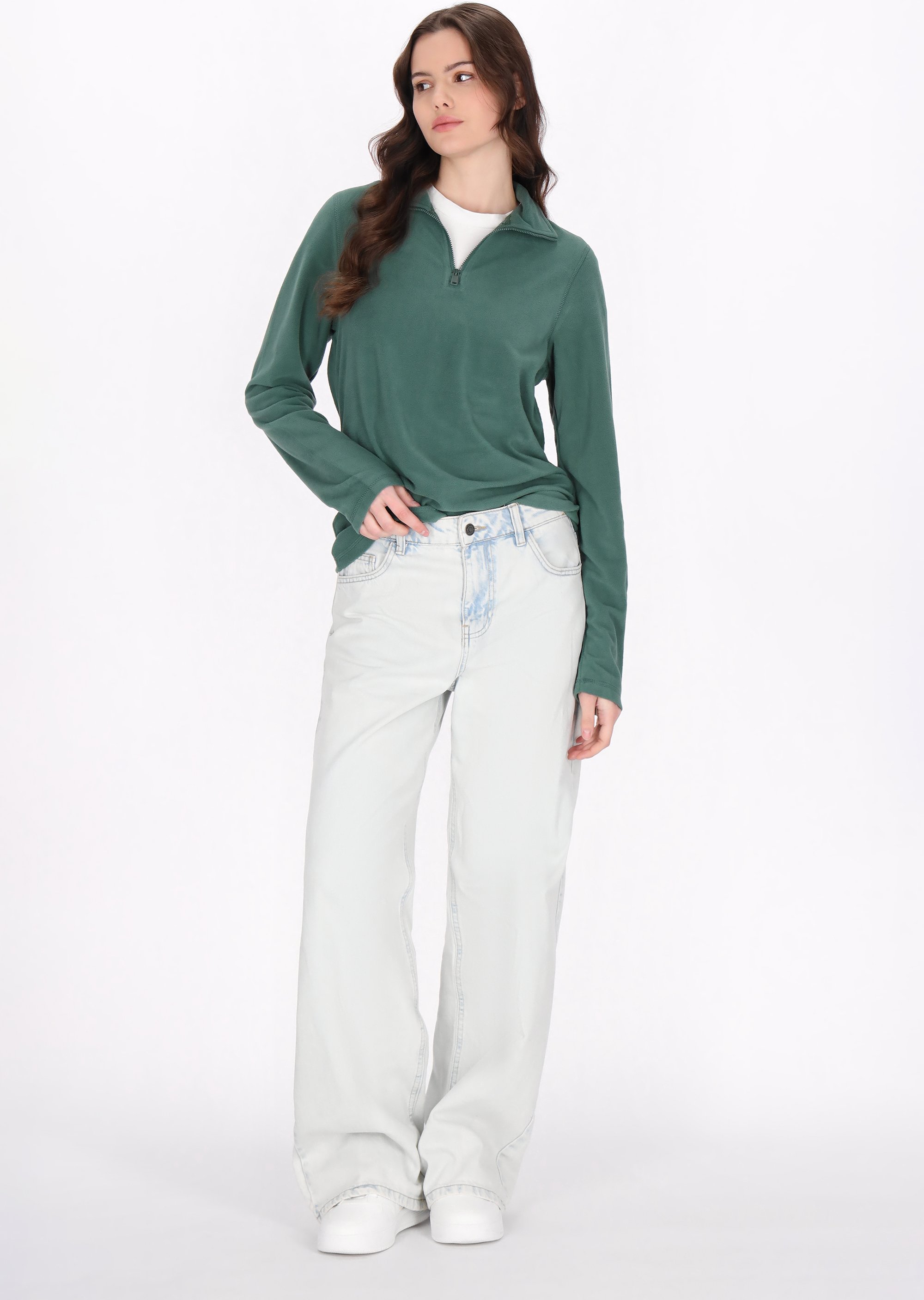 Mymo Fleecepullover Damen College Grün