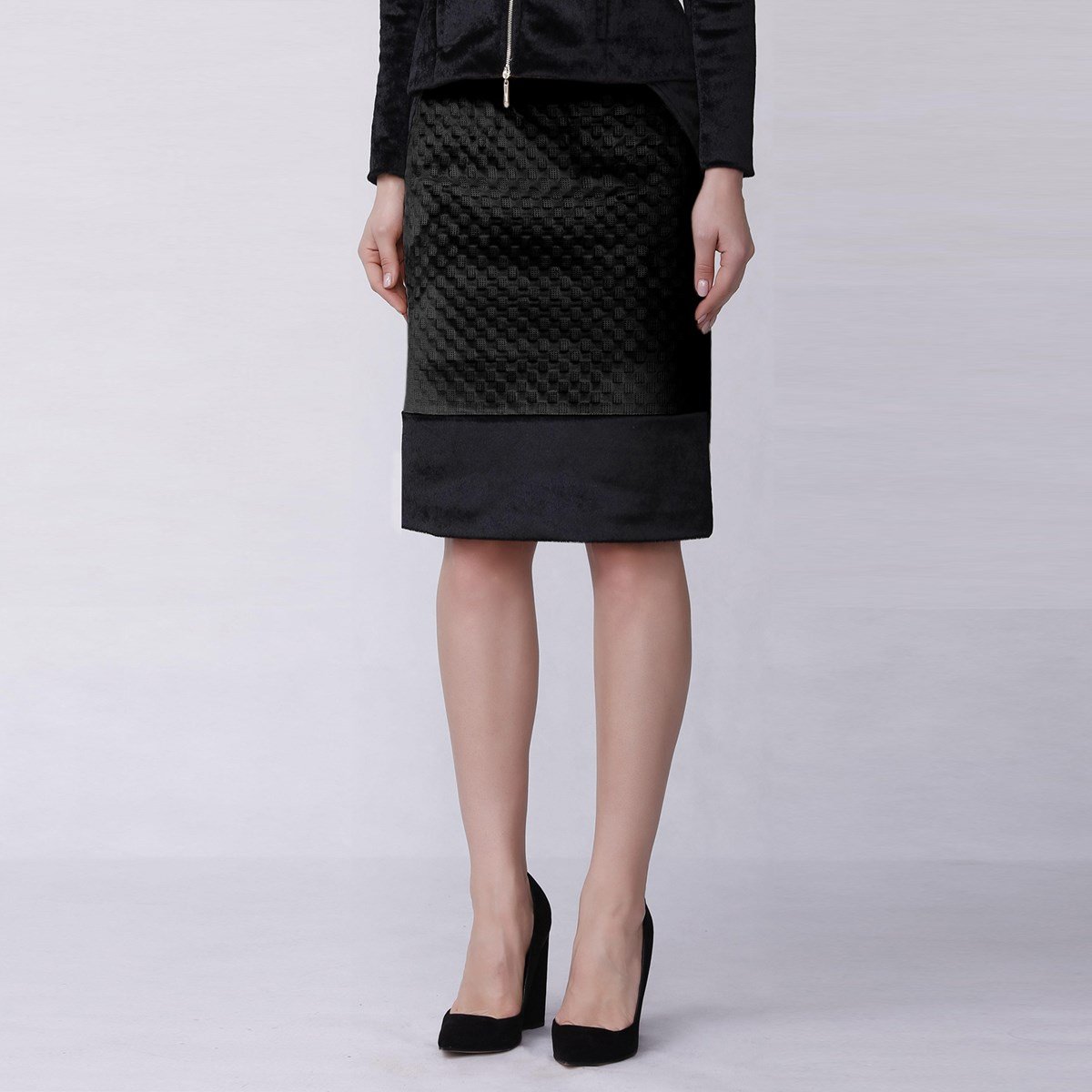 Rock aus strukturiertem Bi-Material aus Samt